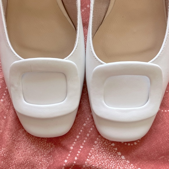Handmade White Block Heels w/Faux Buckle, 2” Heel. Purchased for $90 on Etsy. - Picture 7 of 9